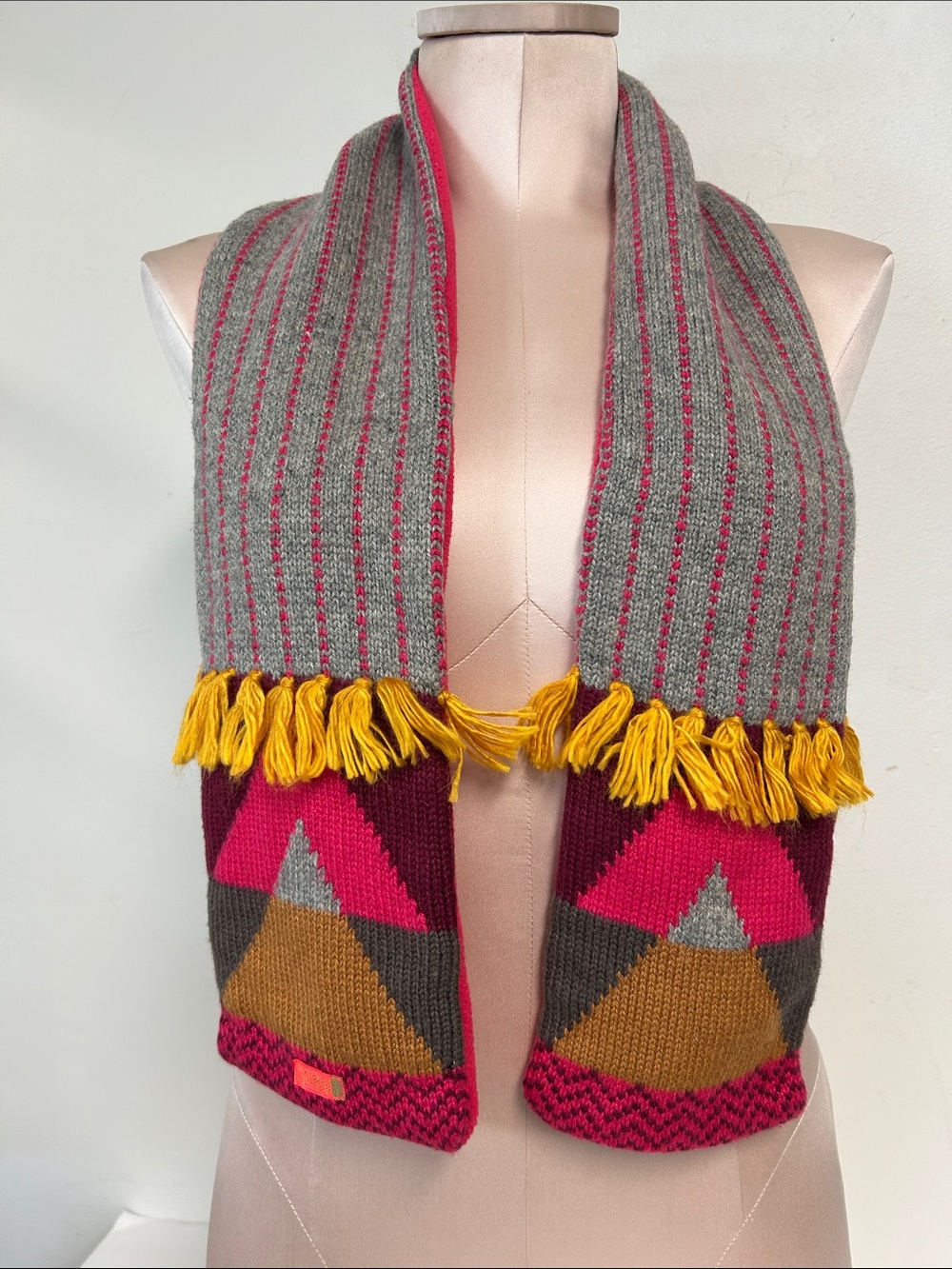 Catimini Whimsical Multicolored Rectangular Knit Wool Blend 48” Scarf Girls 2-7